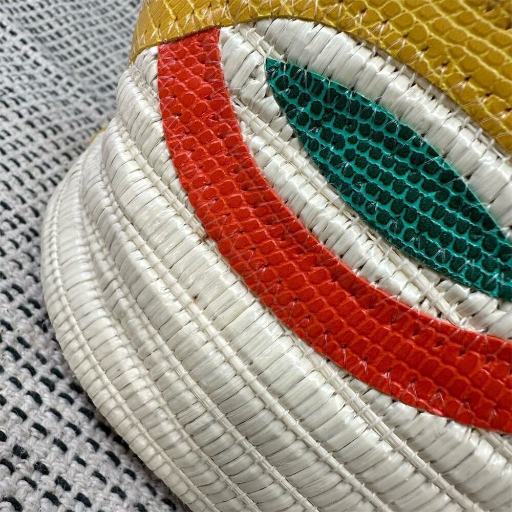 Vintage Rainbow 80s 90s Shoulder Bag‎ Woven Straw Maximalist Colorful Retro - Picture 2 of 14